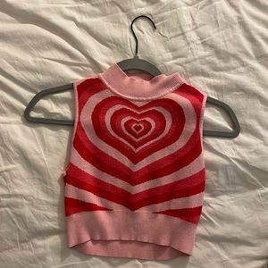 No store; Bright pink heart top